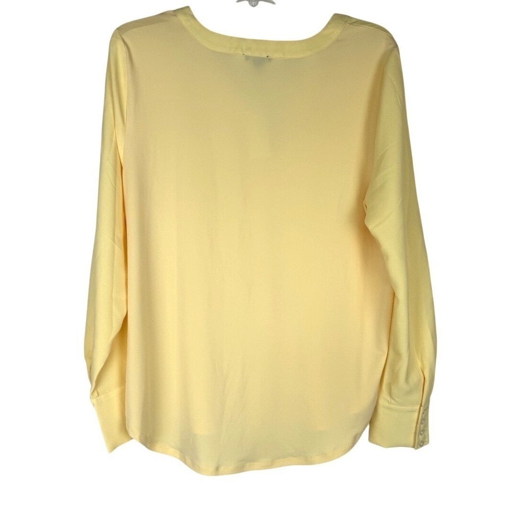 NWT Ann Taylor Women's Yellow Sunshine Mixed-Media Popover Blouse M - Picture 3 of 7